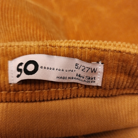 SO Caramel Corduroy Mini Skirt With Lace Up Front Size 5 - Picture 7 of 8